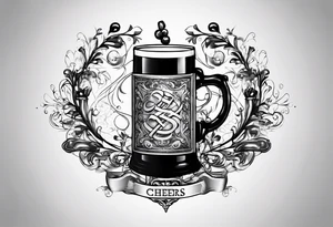 Cheers Mate text, armband +Cancer Ribbon tattoo idea