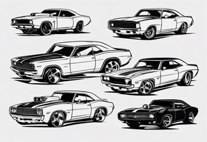 Muscle car funny design tattoo idea