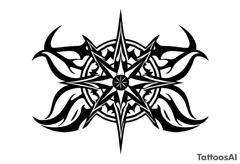 Simple Double layered compass rose tattoo idea
