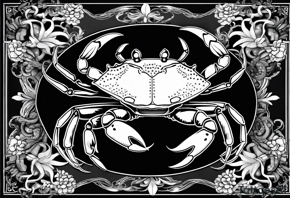 Crabs en blanco en negro con numero 69 tattoo idea