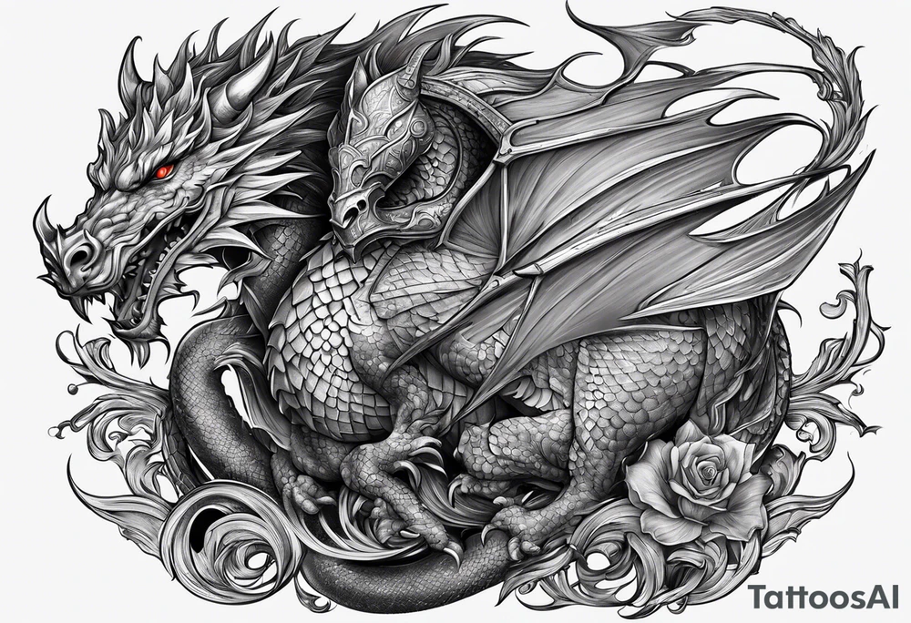 knight and dragon tattoo idea