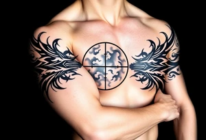 2d scope crosshairs with eerie fog in background tattoo idea