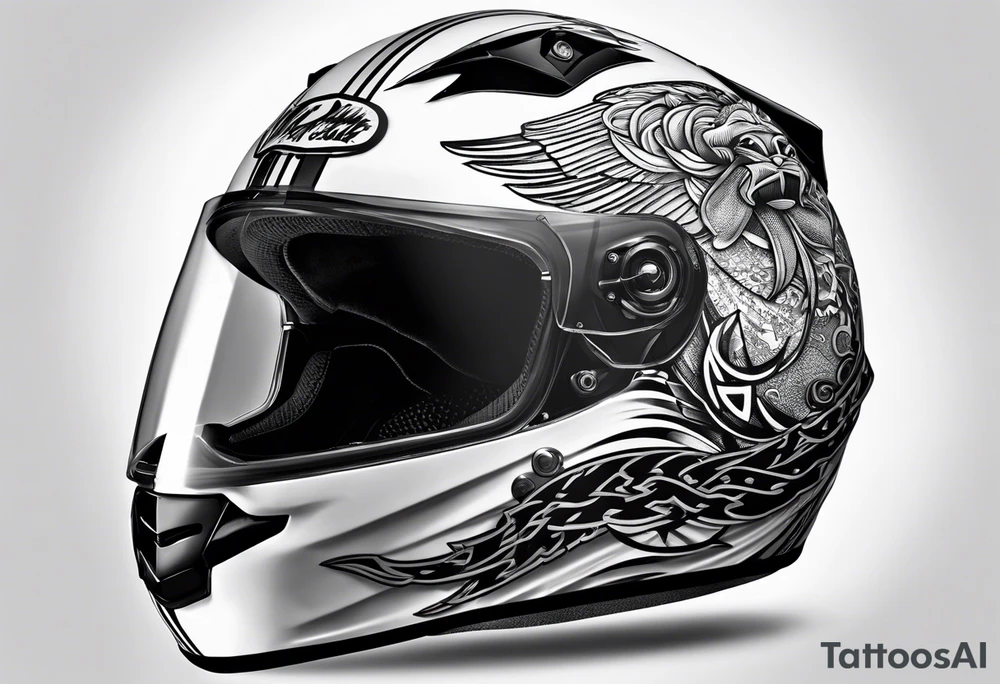 Race helmet with #2 and fishing and mom and dad tattoo idea