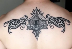 Maori noah’s ark tattoo chest piece tattoo idea
