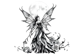 Fairy queen titania under the moon tattoo idea