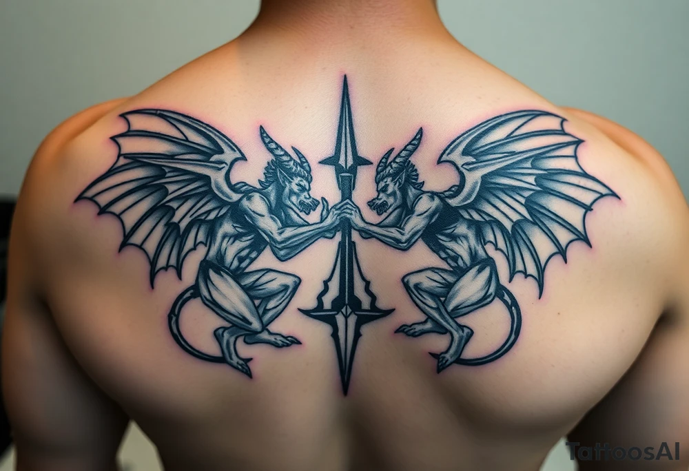 Demons and angels fighting tattoo idea