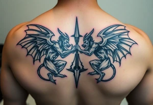 Demons and angels fighting tattoo idea