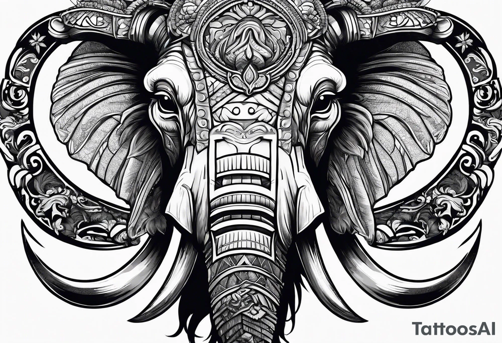 berserking strong mammoth head centerpiece tattoo idea