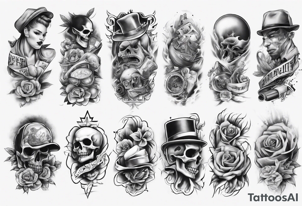 full stomach gangster sleeve tattoo idea