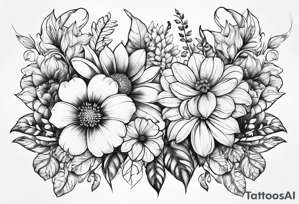 ornaments of flowers tattoo idea
