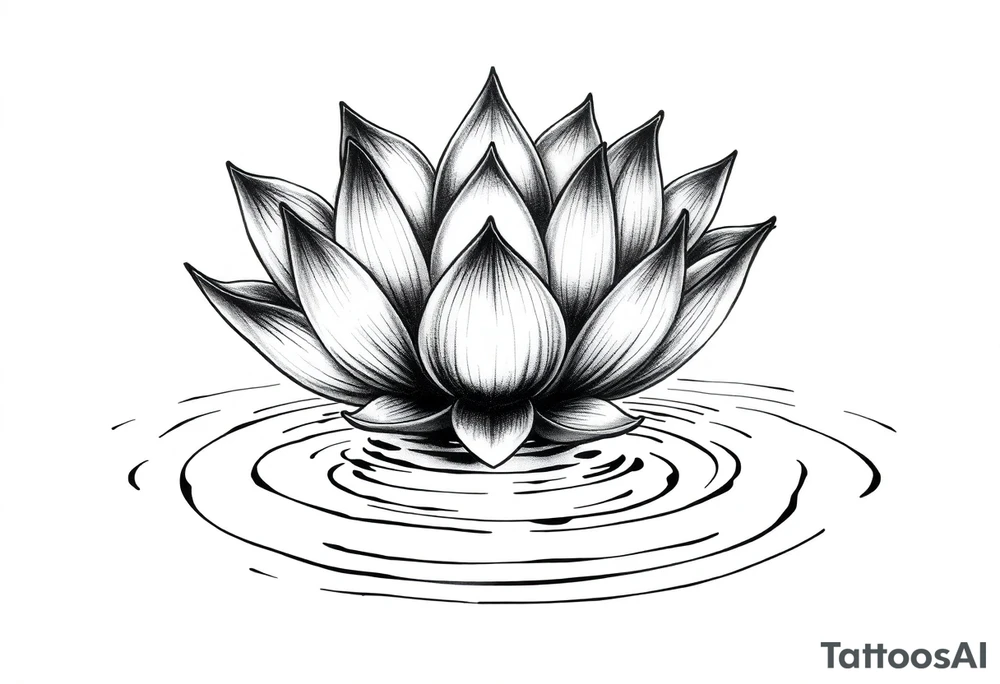serene lotus flower emerging from sacred waters with ripples tattoo idea