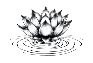 serene lotus flower emerging from sacred waters with ripples tattoo idea