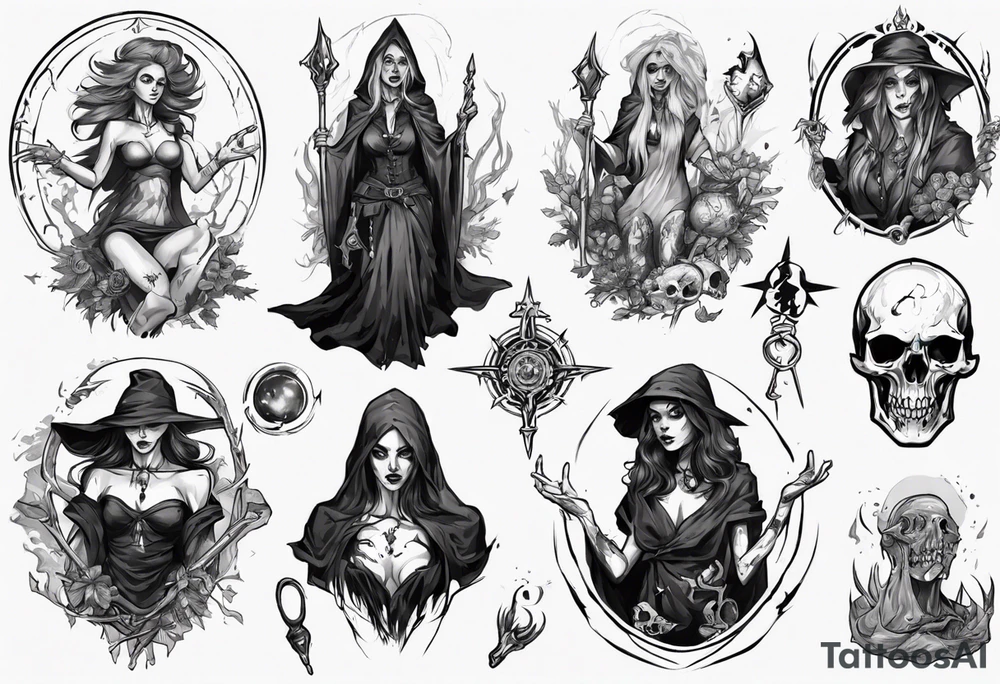 witch necromancer like a path of exile games tattoo idea