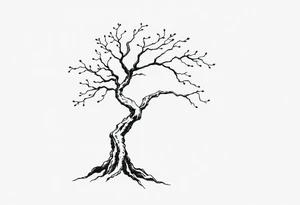 simple windy tree with date 02.18.1998 tattoo idea