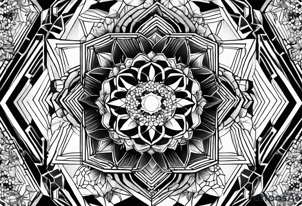 Draw twelve black and white adjacent hexagons connected in a circle tattoo idea