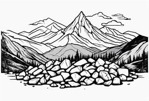 Quote “It was just a pile of rocks” with some mountain background tattoo idea