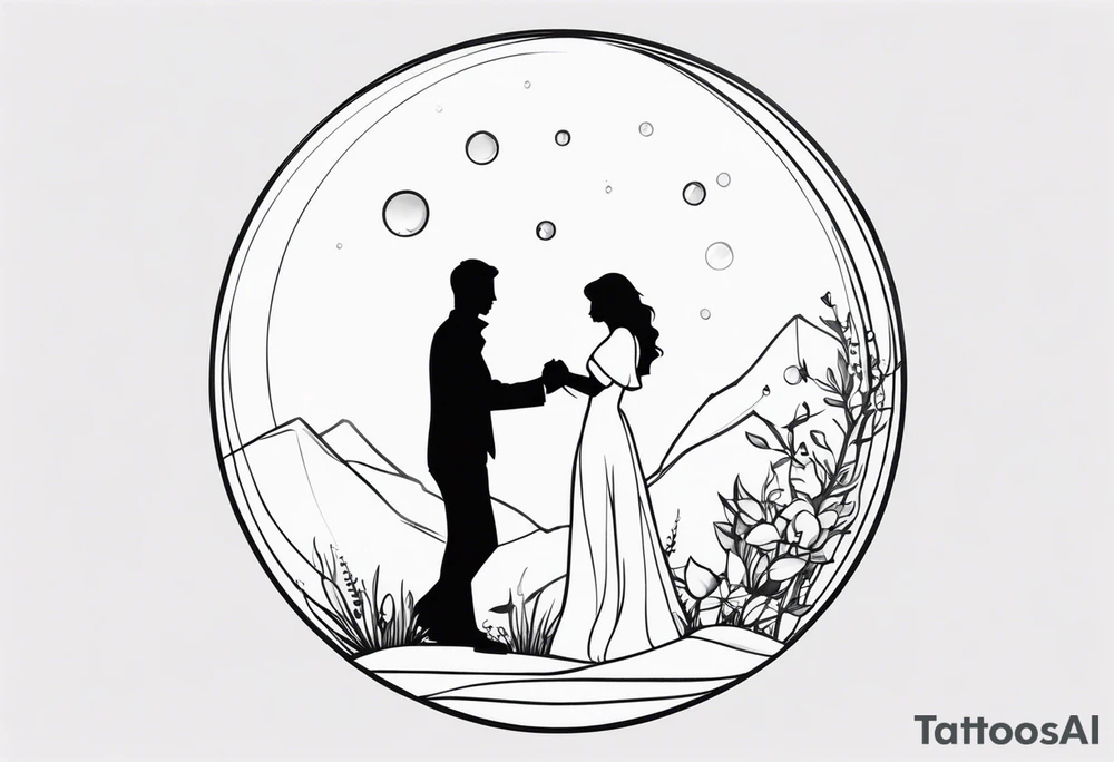 silhouette of a couple hugging in a crystal ball tattoo idea silhouette of a couple hugging in a crystal ball tattoo idea