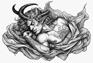 Satan laying down on his back tattoo idea