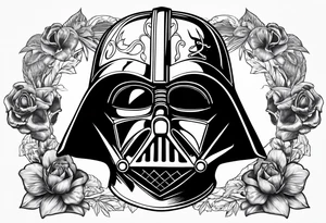 Darth Vader helmet in Roman gladiator style with skulls tattoo idea