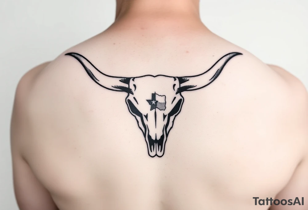 Longhorn skull with Texas flag tattoo idea