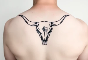 Longhorn skull with Texas flag tattoo idea