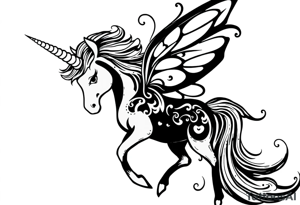 magical fairy unicorn tattoo idea