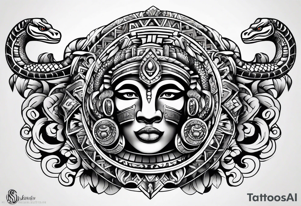 Aztec snake, arm sleeve, tattoo idea