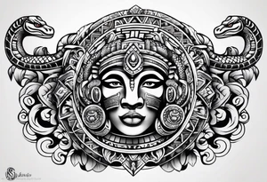 Aztec snake, arm sleeve, tattoo idea