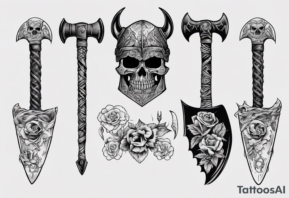 viking axe with crow and sugar skull tattoo idea viking axe with crow and sugar skull tattoo idea