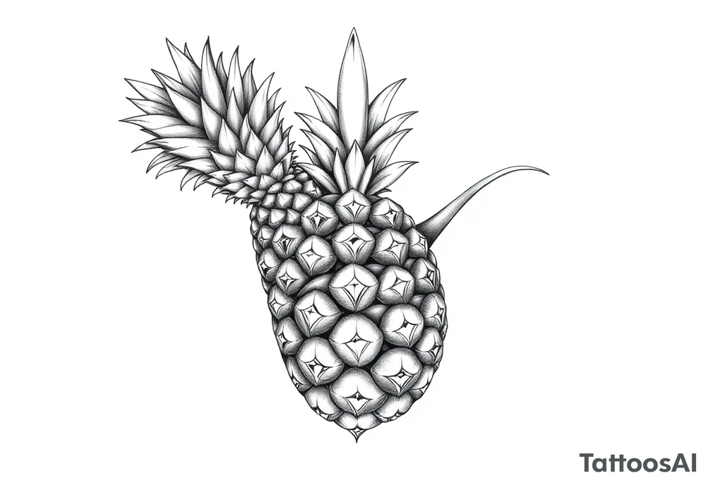 Design around a vagina and anus using a majestic pineapple with diamonds,, vagina, anus, tattoo idea