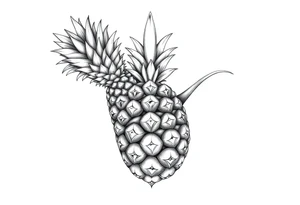 Design around a vagina and anus using a  majestic pineapple with diamonds,, vagina, anus, tattoo idea