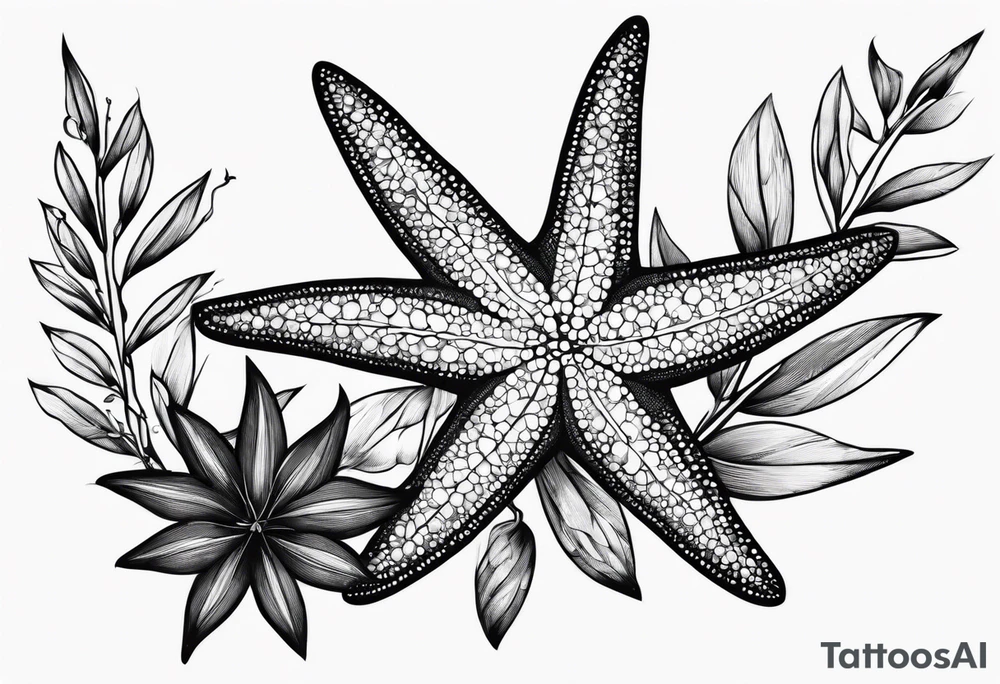 Two Starfish wrapped by olive branch tattoo idea