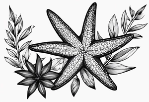 Two Starfish wrapped by olive branch tattoo idea