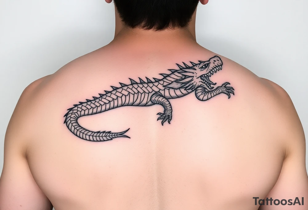 dragon crawling upwards without any background tattoo idea