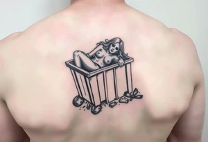 Dead woman in a dumpster slumped over all dead and what not tattoo idea