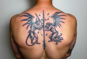 Demons and angels fighting tattoo idea