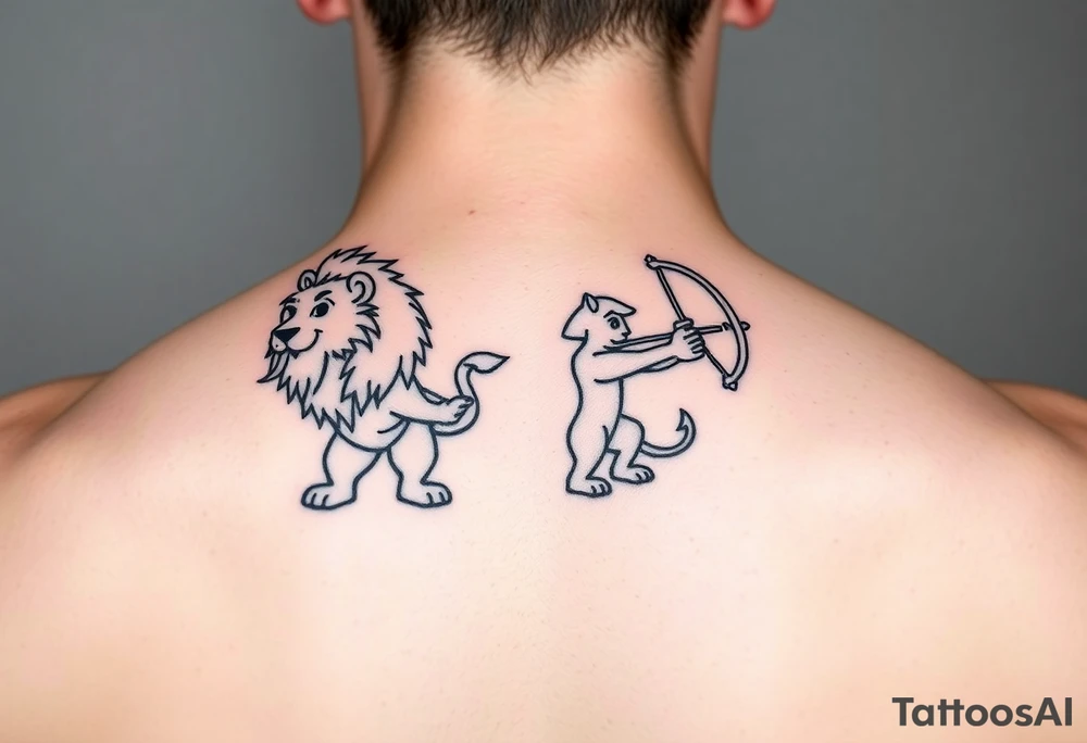 Leo zodiac sign and Sagittarius together tattoo idea