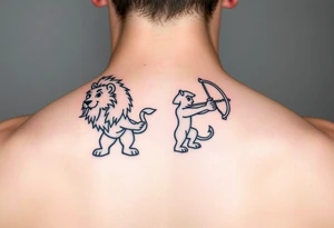 Leo zodiac sign and Sagittarius together tattoo idea