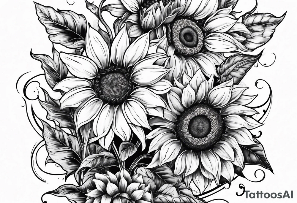 frame and sunflowers inside tattoo idea