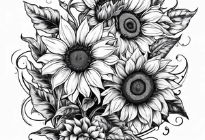 frame and sunflowers inside tattoo idea