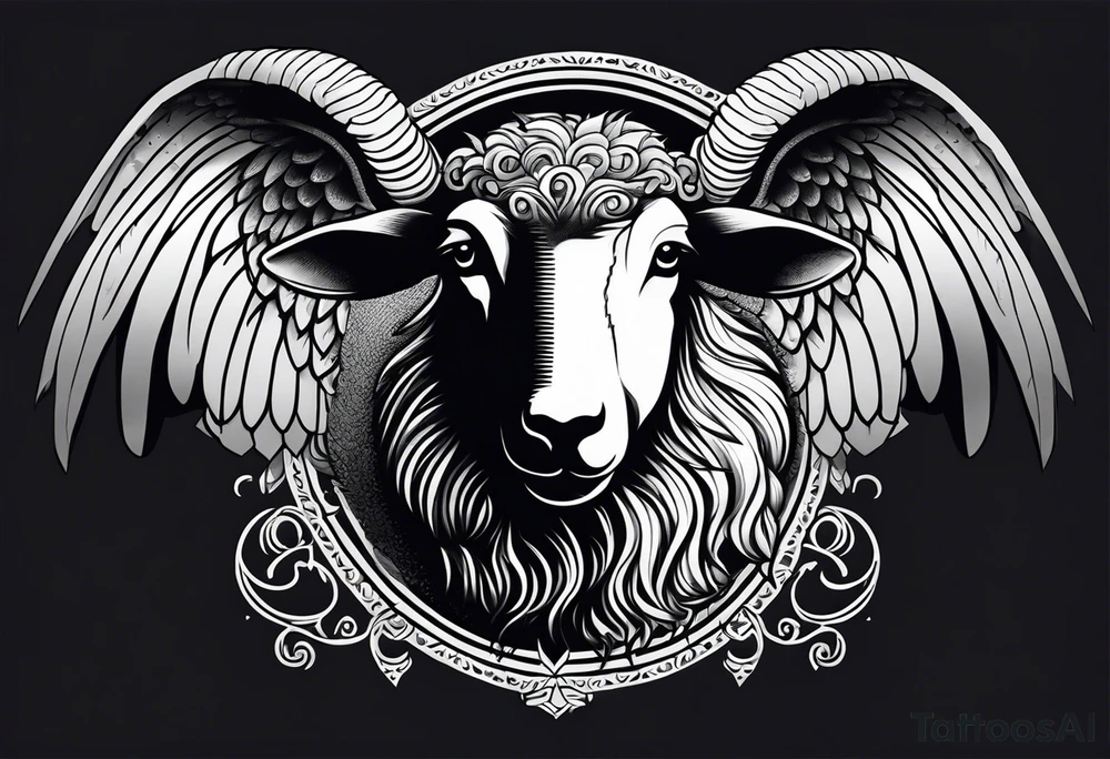 Black sheep with angel wings tattoo idea