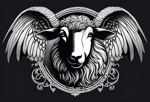 Black sheep with angel wings tattoo idea