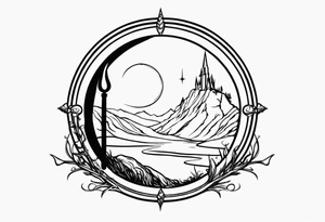 Lord of the rings. Small and very simple. Include Round hobbit door, gandalfs staff, barad dur silhouette in background, the word “always” subtly somewhere, Harry Potter wands tattoo idea