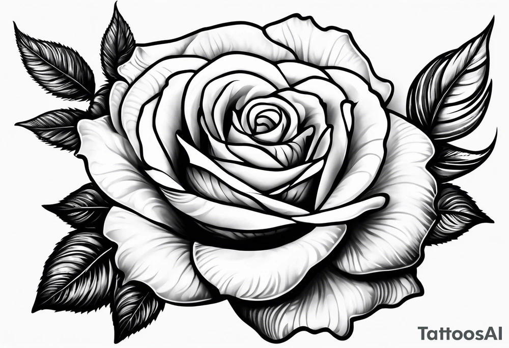 Realistic rose portrait with dove flying and rose in its mouth tattoo idea