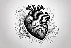 anatomical heart putting out real blood tattoo idea