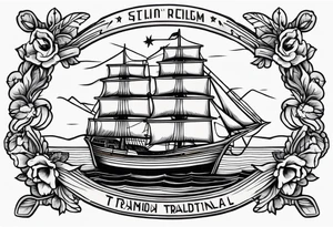 american traditional ship tattoo idea
