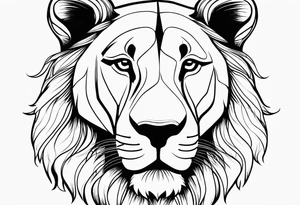 Moitié du visage lion avec son bebe lionne tattoo idea