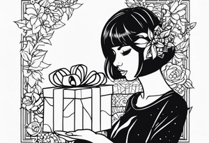 girl with presents tattoo idea