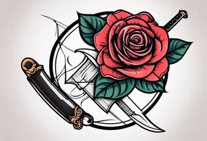 Messer mit Stacheldraht und Rose tattoo idea