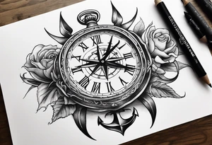 Scorpion, clock, compass, anchor tattoo idea